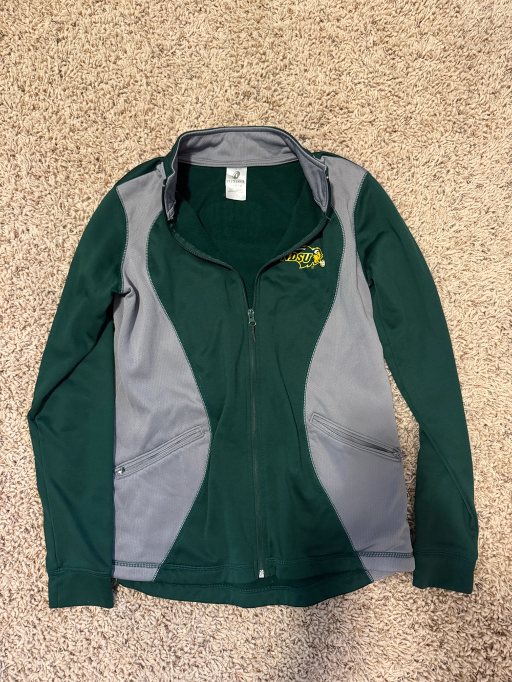 Russell Athletic Green and Gray Lightweight Full-Zip Jacket